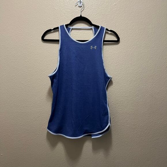 Under Armour Tank Top Navy Blue Scoop Neck Sleeveless Logo Pullover Size S - Picture 2 of 4